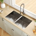 thumbnail image 2 of 33 in. Rectangular Double Bowl Undermount Kitchen Sink in Silver Grey Stainless Steel with Grid and Strainer, 2 of 10