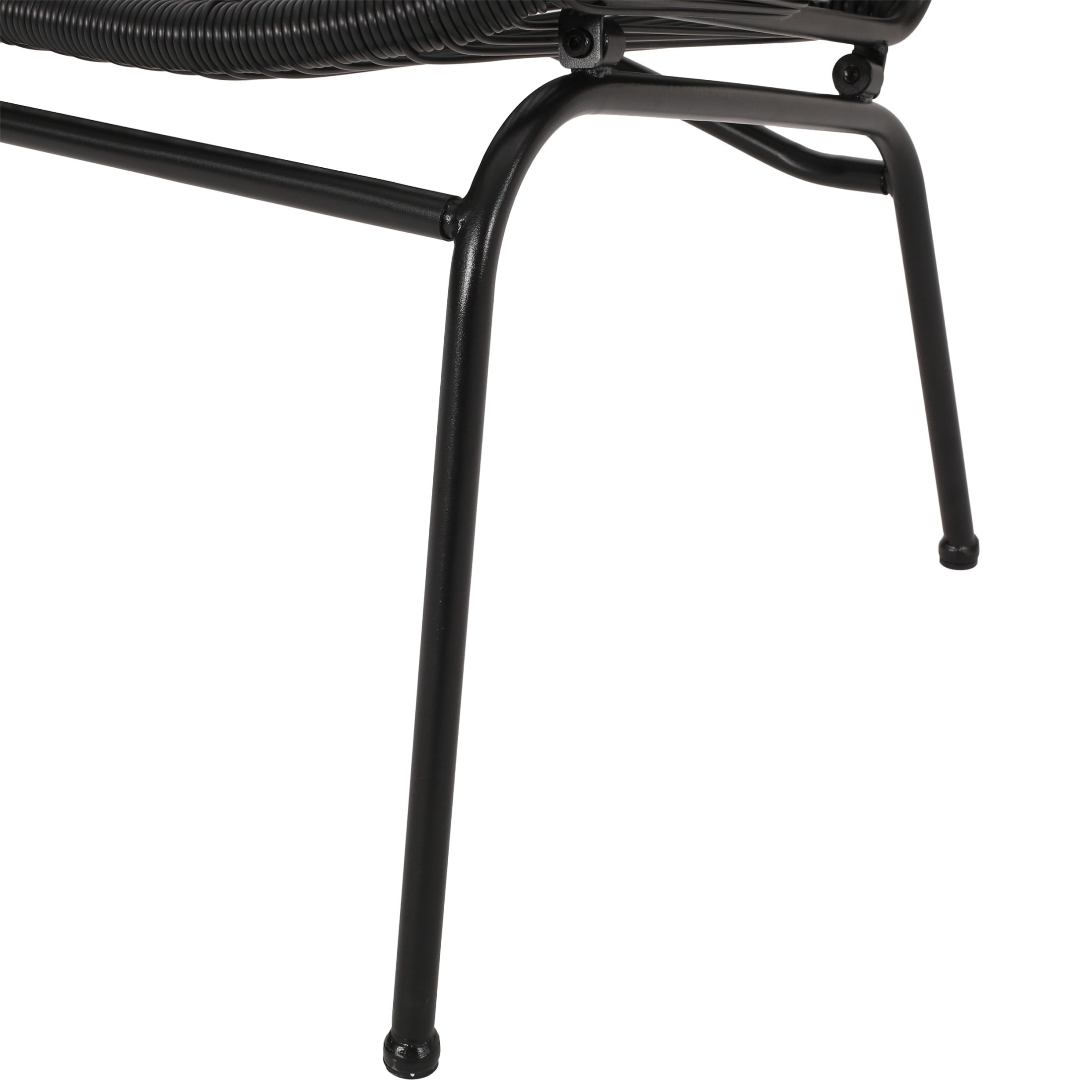 Christopher Knight Home 3-Piece Outdoor Patio Chat Set, Woven Rattan Club Chairs & Loveseat with Iron Frame, Black