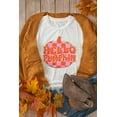 thumbnail image 2 of Women's White Chenille Checkerboard Thanksgiving T-Shirt with Pumpkin Pattern | [ZhiHiMeRi] | (US 12-14)L, 2 of 6