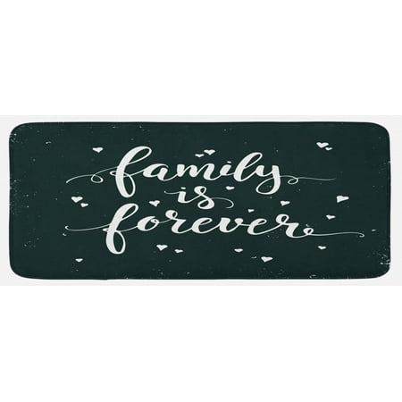 

Family Kitchen Mat Family is Forever Hand Drawn Typography with Little Hearts Poster Style Plush Decorative Kitchen Mat with Non Slip Backing 47 X 19 Black and White by Ambesonne