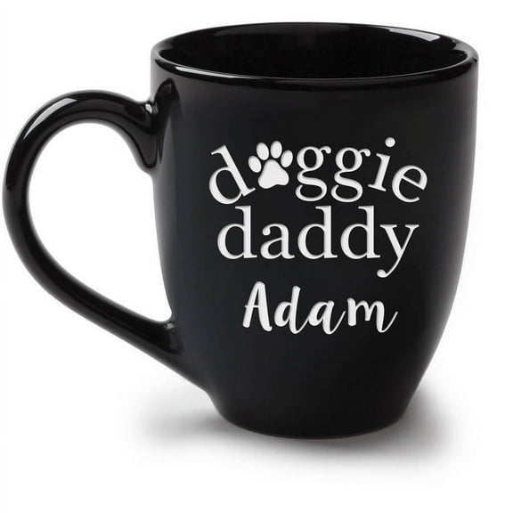 Doggie Daddy Personalized Black 14.5 oz Bistro Coffee Mug