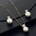 thumbnail image 4 of Tnobhg 1 Set Women Necklace Earring Set Faux Pearl Shiny Rhinestone Neck Ear Decoration Jewelry Exquisite Anti-rust Women Jewelry Set, 4 of 8