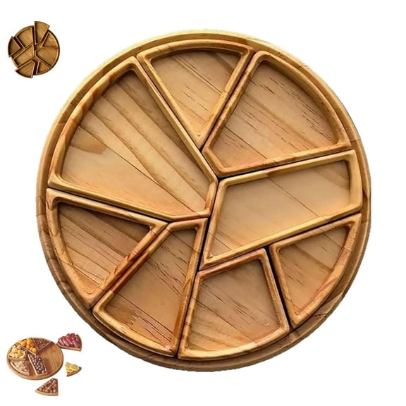 Bohorizon Wooden Puzzle Serving Tray, 8 Removable Compartments for Fruit Food, 9.8''