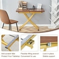 thumbnail image 6 of Space-Saving Adjustable Height Folding Table with X-Frame Metal Legs and Durable Wooden Top - 4 Versatile Forms for Small Spaces, Ideal for Coffee Dining and Living Room Use in Walnut Gold Finish, 6 of 9