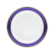 Lillian Dinnerware Magnificense Plastic Plate Pearl - Blue / Gold Border, 6.25", 10 Ct