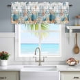 thumbnail image 5 of Window Valance for Kitchen,Coastal Sea Starfish Shell Conch Rod Pocket Curtain Valances Short Curtains Drapes Panel,Ocean Coral Wood Board Window Treatment Topper for Living Room Bathroom Bedroom, 5 of 9