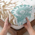 thumbnail image 3 of Cal.King Size Fitted Sheet Set - Green Coastal Seashells 3 Piece Bedding Sets 16" Deep Pocket Fitted Sheet with 2 Pillowcases, Nautical Brown Coral Starfish Brushed Microfiber Hotel Luxury Bed Sheets, 3 of 9