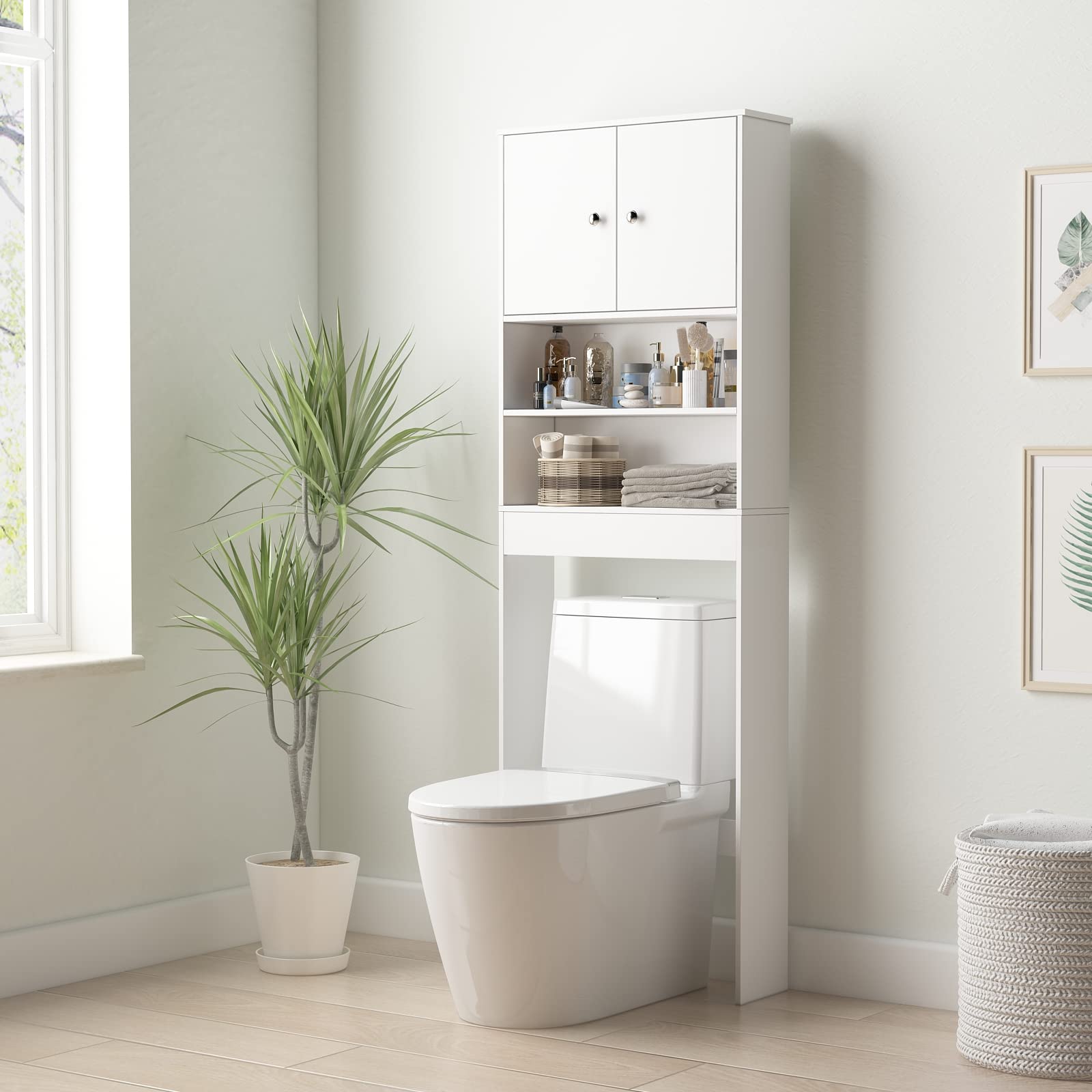 VEANERWOOD OverTheToilet Bathroom Storage Freestanding Wooden