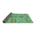 thumbnail image 2 of Ahgly Company Indoor Round Abstract Turquoise Blue Modern Area Rugs, 3' Round, 2 of 4