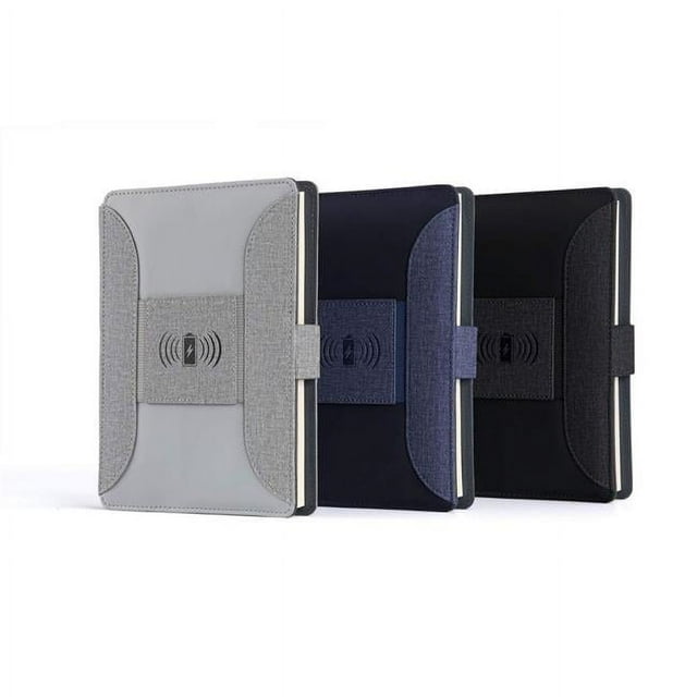 Wireless Phone Charging Portfolio Organizer with Built in Powerbank, Black