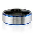 thumbnail image 3 of Men's Wedding Band Ring 6mm Silver Stripe Blue Edge Black Inside - Wedding Rings for Men and Women, 3 of 5