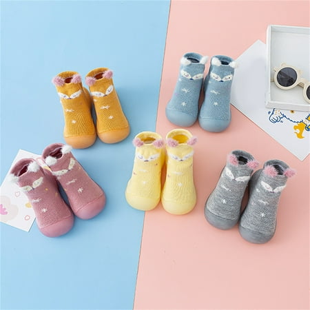 

Gubotare Winter Booties For Baby Boy Baby Girl Boy Cotton Booties Stay On Sock Slippers Soft Bedroom Shoes Non-Skid Ankle Boots With Grippers Toddler Crib Warm Shoe Orange 0 Months