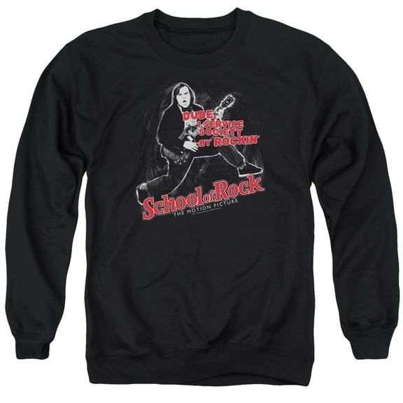 School Of Rock Rockin Adult Crewneck Sweatshirt Black