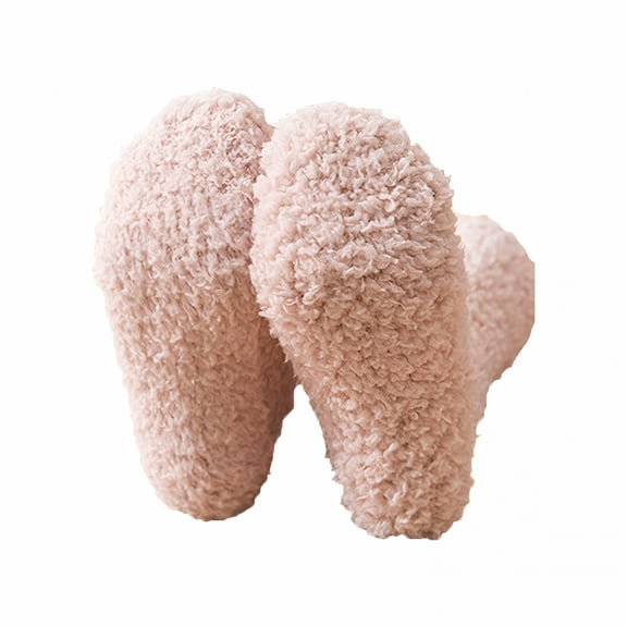TELOLY Women Fuzzy Socks Winter Coral Socks Middle Cute Solid Stocking