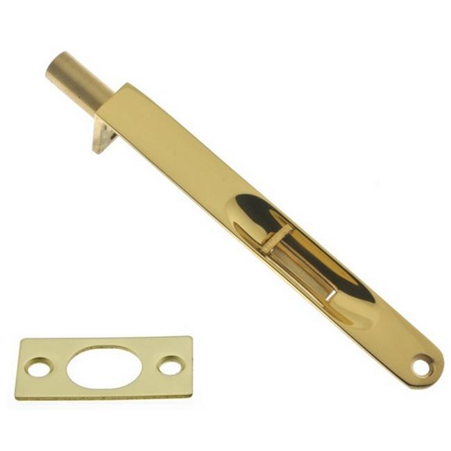 Idh by St. Simons 11011003 Solid Brass Flush Bolt with Round End, Polished Brass 6 in