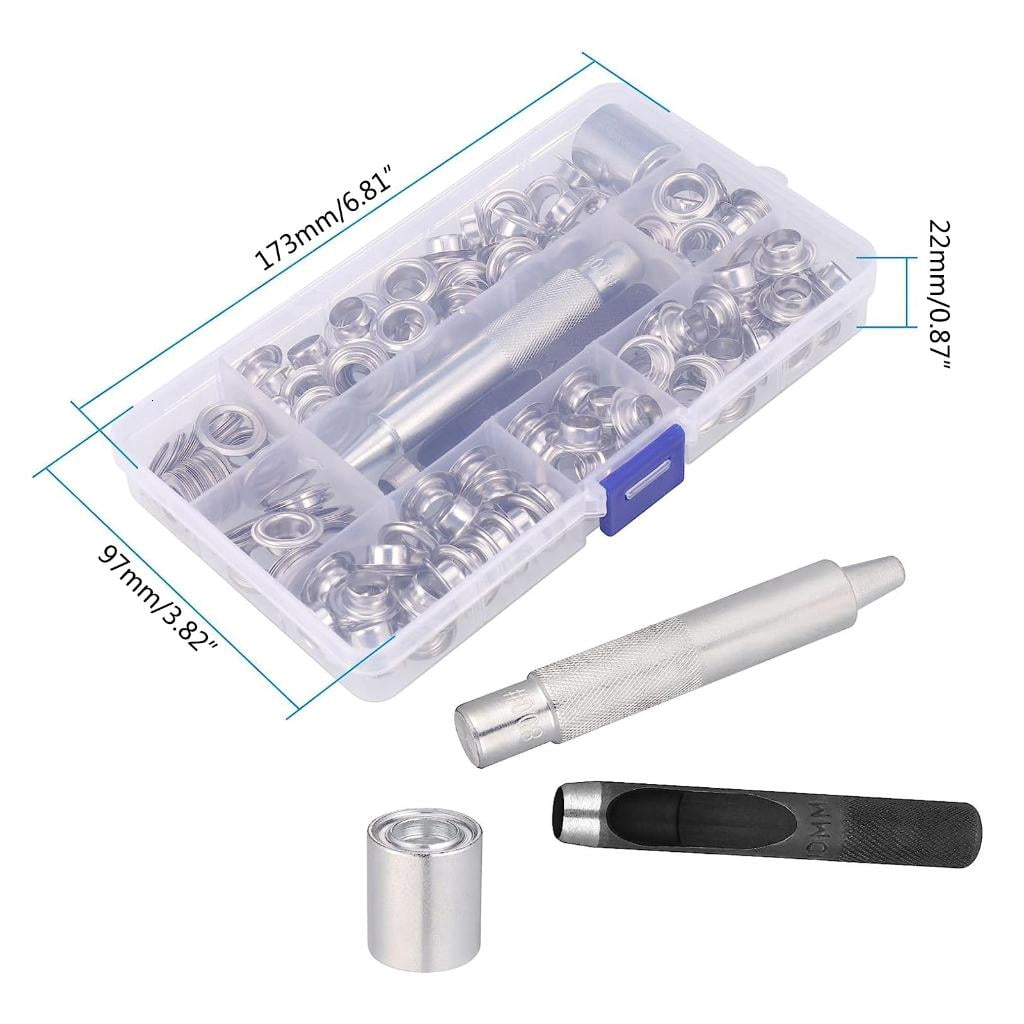 Grommet Setting Tool for Tarpaulin Fabric Curtains Shoe Craft Making 120 Sets Grommet Tool Kits, Grommets Eyelets Kits