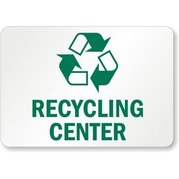 Size: 16" x 12" Recycling Center (with Graphic), tin (Recycled) Sign