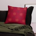 thumbnail image 3 of Whimsical Wisdom Black & Gold Flower Boho Design, Dark Red Background, Polyester 22"x22" Square Accent Pillow for Home Decor, Hidden Zipper, Included Insert, 3 of 9