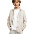 thumbnail image 2 of UACY Boys Long Sleeve Corduroy Shirts Vintage Western Shacket with Pockets Spring Casual Solid Collared Button Down Dress Shirts, 2 of 9