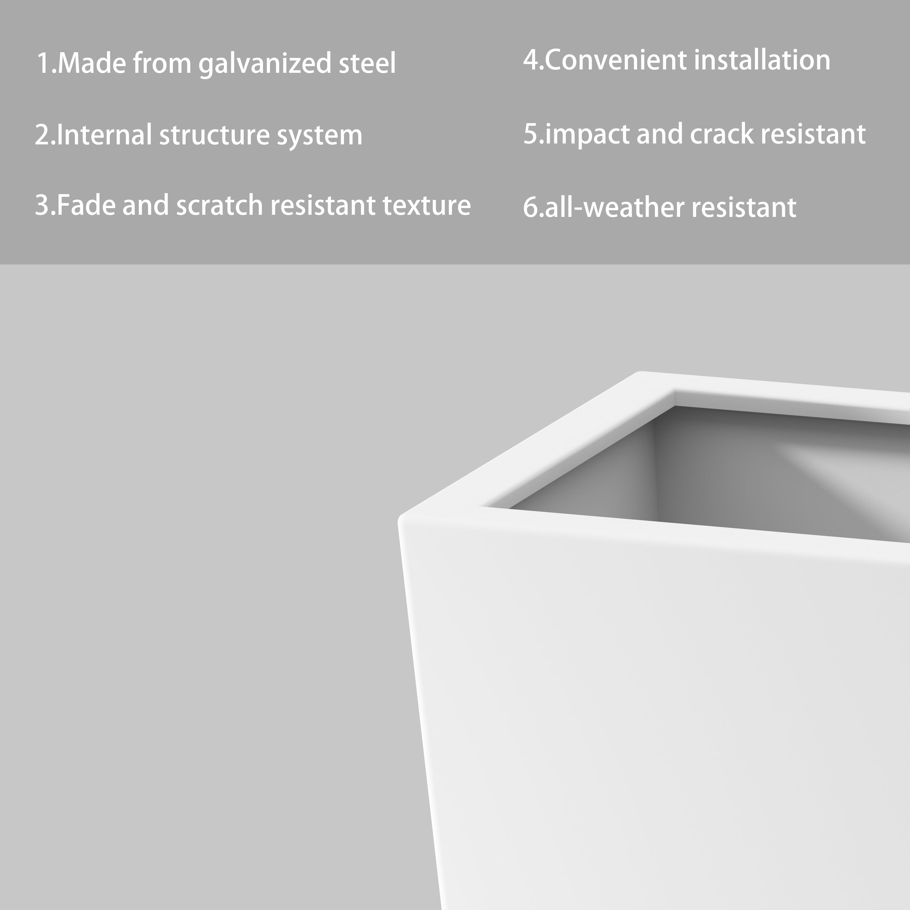 MAYEERTY 25"H Metal Tapered Plant Pot, Large Planter with Drainage Hole & Rubber Plug for Indoor Patio Garden, White