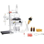 KFFKFF Aromatherapy Oil Distillation Equipment, 500ml Distillation Tool, 3.3 Boro Laboratory Glassware Distillation Set with 1000W Heat Plate and 24, 40 Connection, Set of 33