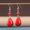 thumbnail image 4 of Turquoise Earrings for Women Double Lapis Lazuli Drop Earrings Natural Stone Round Bead Dangle Earrings Fashion Jewelry Gift, 4 of 13