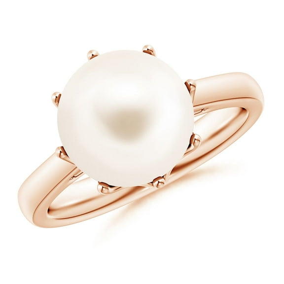 ANGARA 10mm Freshwater Cultured Pearl Solitaire Ring in 14K Rose Gold for Women, Girls Ring Size-7.5 (Stone Grade: AAA-Best) June Birthstone Jewelry Gift for Her Birthday, Wedding, Engagement