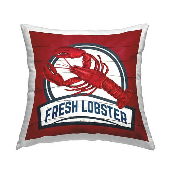 Stupell Industries Fresh Lobster Phrase Square Decorative Printed Throw Pillow, 18 x 18
