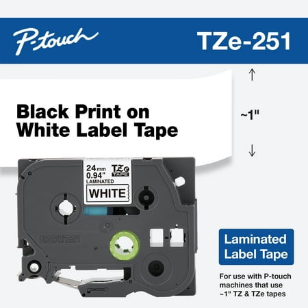 UPC 012502625780 product image for Brother Genuine P-touch TZE-251 Tape  Standard Laminated P-touch Tape  Black on  | upcitemdb.com