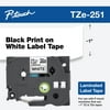 Brother Genuine P-touch TZE-251 Tape, Standard Laminated P-touch Tape, Black on White