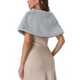 thumbnail image 3 of CHAQUETA CORTA DE FALSO PELO PARA MUJERES INSPIRADA EN BODAS CON CINTA DE SATÉN Y LAZO M GRIS CLARO, 3 of 6