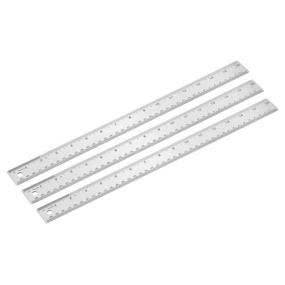 Uxcell 16 Inch Stainless Steel Straight Ruler, 3 Pcs Cork Backing Non Skid Metal Ruler Metric Measuring Tools for Office