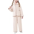 thumbnail image 2 of Cethrio Girls Fleece Pajama Sets, Button Down Collar Fall Winter Comfy Warm Girls' Sleepwear Yellow Size 10, 2 of 6