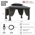 thumbnail image 2 of Pakunoda 4 Panel 11' X 79' Outdoor Curtains for 10' X 12' Gazebo, Waterproof Outdoor Privacy Curtain Panel set of 4, Gray(Curtain Only), 2 of 8