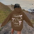 thumbnail image 7 of TrendOFT Cute Bow Graphic Hoodies for Women Oversized Pretty Sweatshirt for Teen Girls Y2K Long Sleeve Hooded Pullover Tops Coffee M, 7 of 7