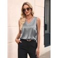 thumbnail image 6 of Women'S Silk Satin Tank Tops V Neck Casual Camisoles Sleeveless Business Work Blouses Dressy Summer Shirts Gray S, 6 of 8