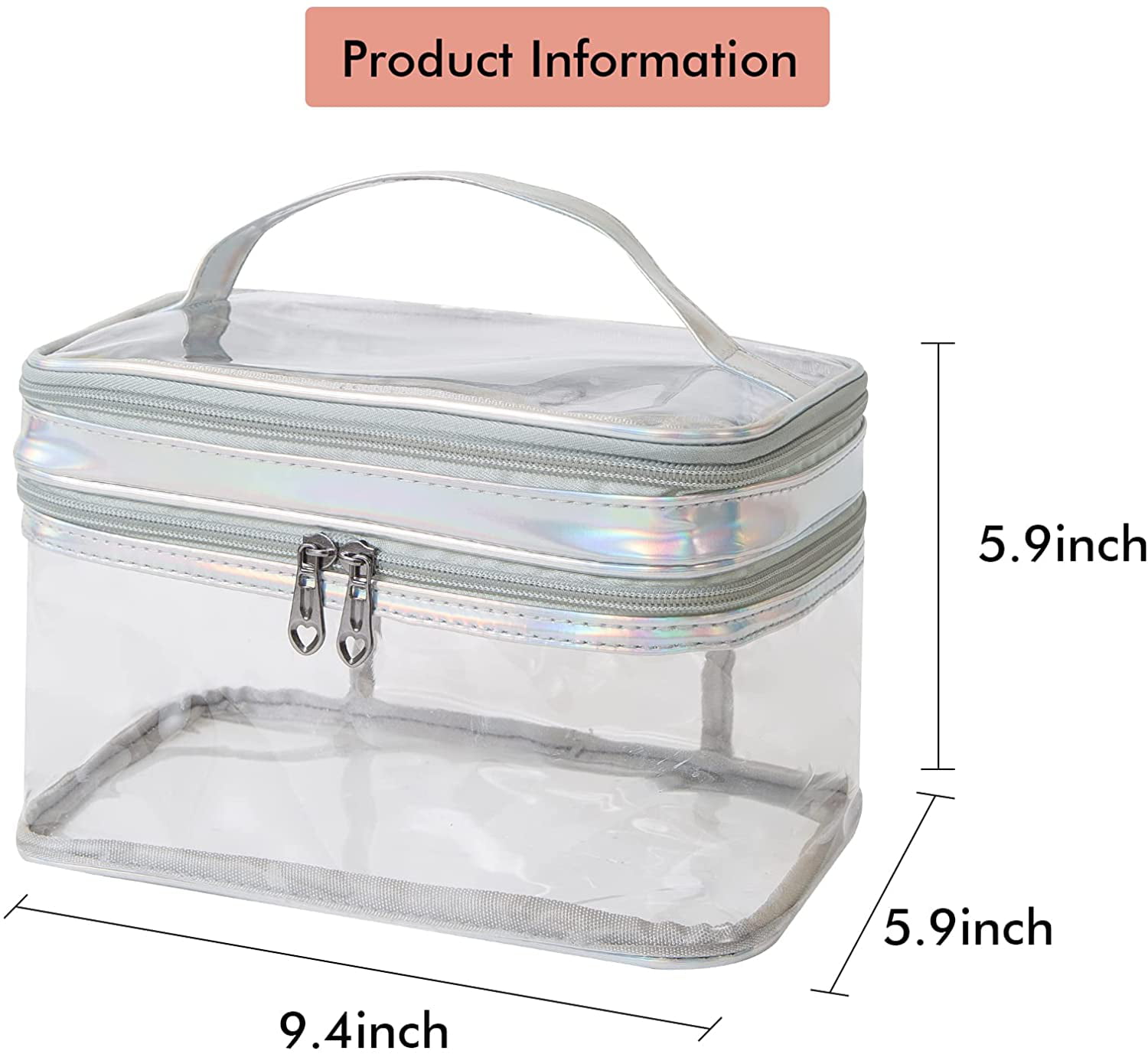 Clear Makeup Bag Travel Toiletry Bag for Women Waterproof Cosmetic Bag Cute Makeup  Bag Double Layer Travel Pink Makeup Bag 