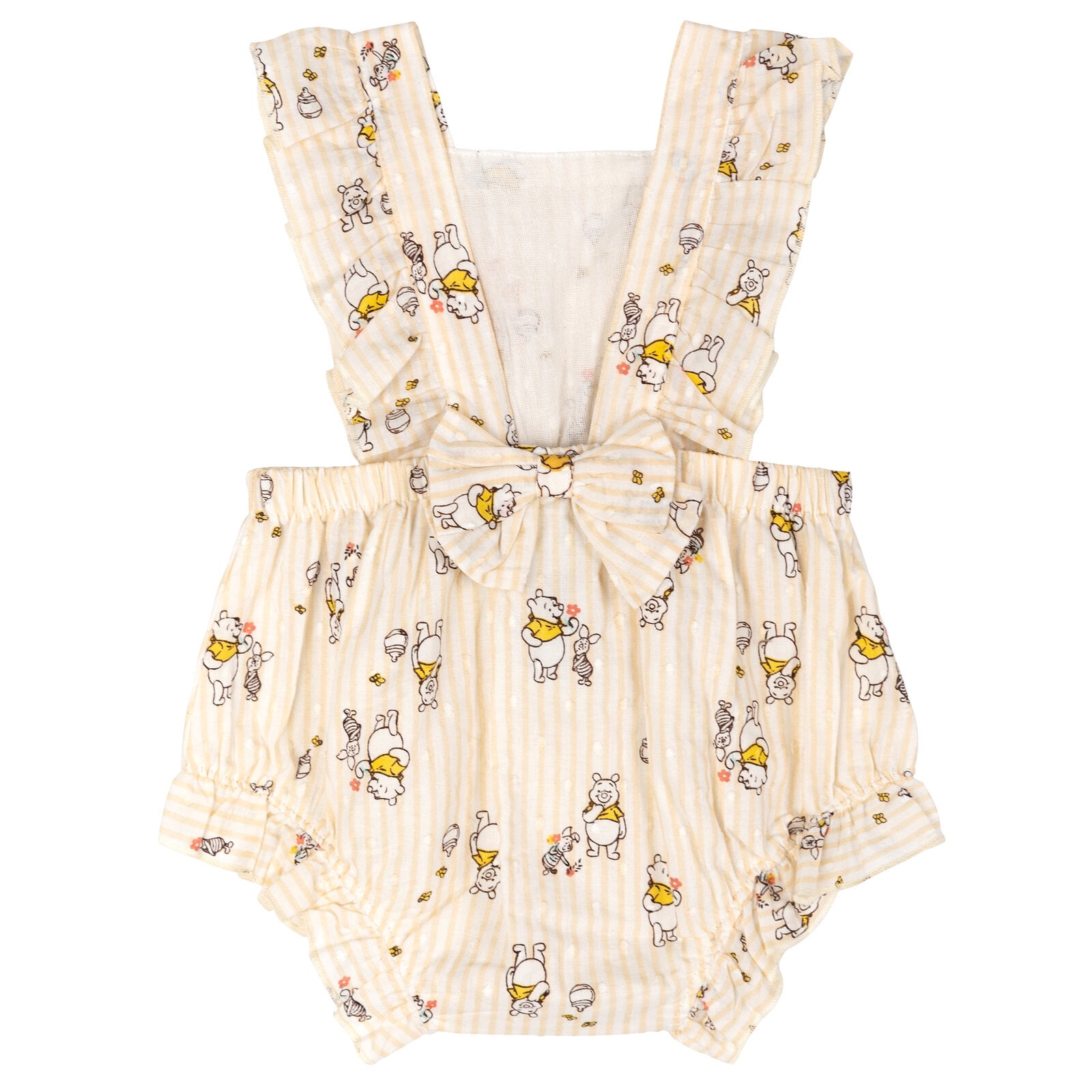 Disney Winnie the Pooh Piglet Square Neck Sleeveless Ruffle Romper Newborn to Infant