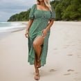 thumbnail image 2 of Robe Trapèze à Imprimé Floral Grande Taille pour Femme, Décontractée, Encolure Carrée, Fluide, Confortable, Féminine, Printemps Été Automne, Boho, Robe Maxi, 2 of 5