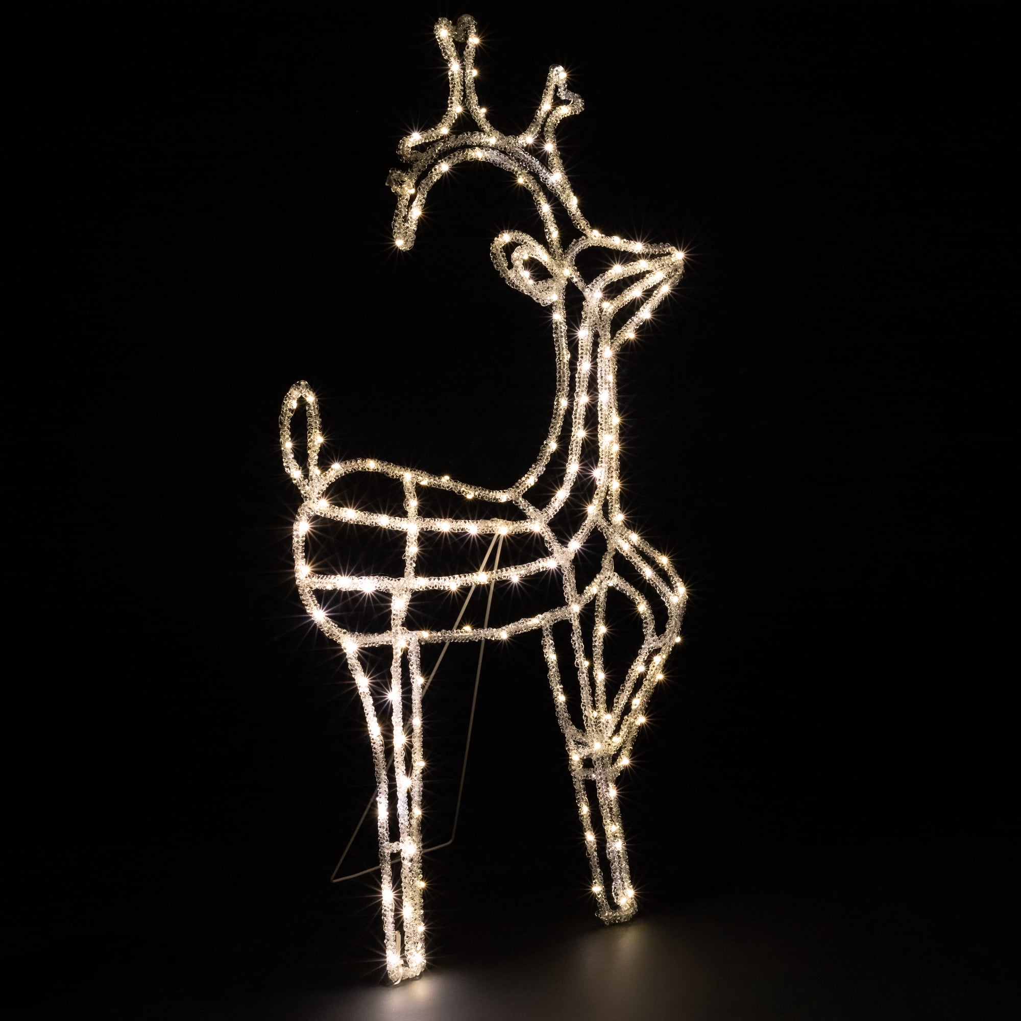 LED Lighted Icy Reindeer Christmas Yard Decoration - 35.75" Silver Wire - Warm White