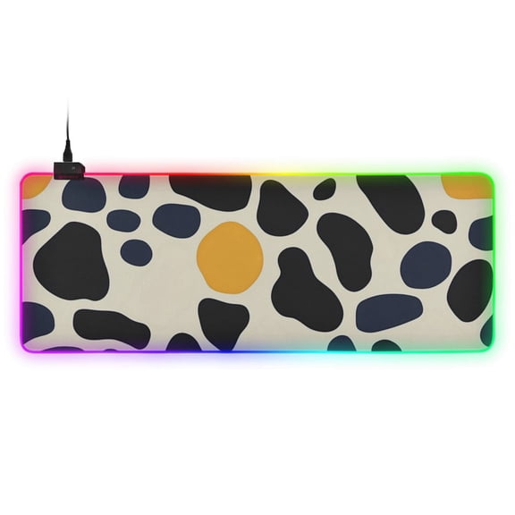 Irregularly Shaped Spot RGB Gaming Mouse Pad Large Keyboard Mat Rubber Base 13 Light Modes