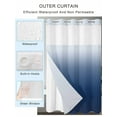 thumbnail image 2 of No Hook Cloth Fabric Shower Curtain with Snap in Liner, Navy Blue Ombre Waterproof Shower Curtains Set with See Through Top Window, Modern Abstract Art Gradient Aesthetics Bath Curtains 36"x78", 2 of 6