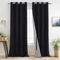 thumbnail image 3 of XWZO Black 100% Double Layer Blackout Curtains 95 Inches Long for Bedroom with Liner,Grommet Thermal Insulated Living Room Darkening Drapes with Tiebacks(Black,52"W x 95"L,2 Panels), 3 of 7