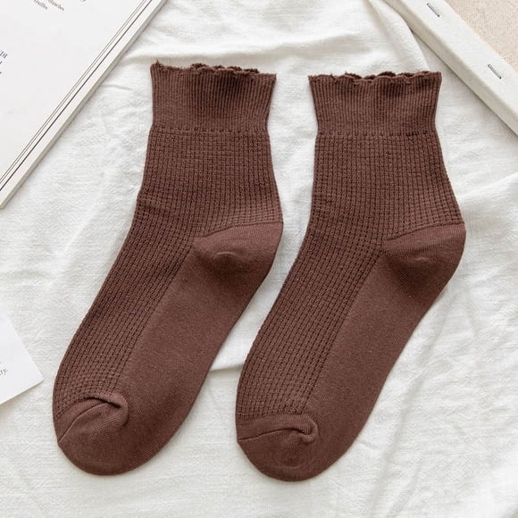 XmhyTop Calcetines femeninos, calcetines de algodón, calcetines apilables, talla media, 4 pares, café