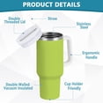thumbnail image 4 of Ryvnso 40 oz Tumbler with Handle and Straw Insulated Stainless Steel Travel Mug with Lid Green Pattern, 4 of 9