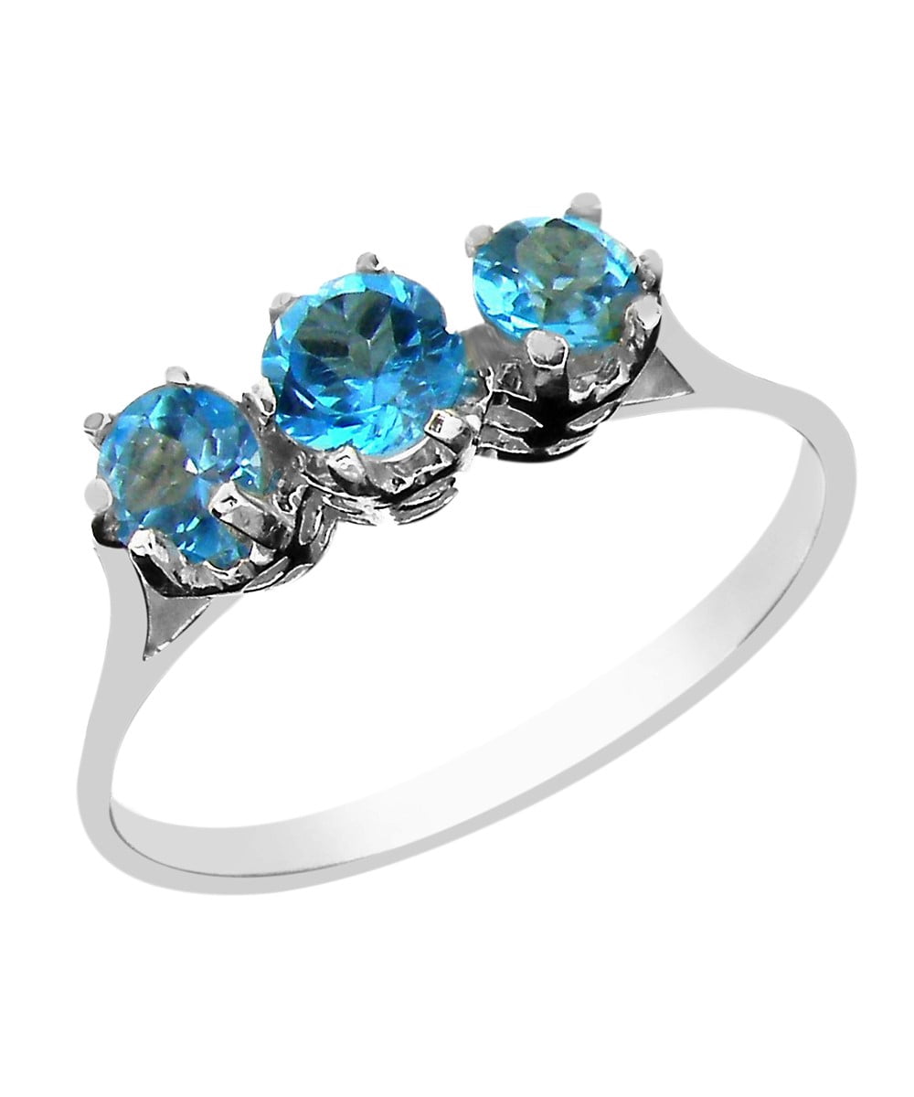 LBG 925 Sterling Silver Natural Blue Topaz Womens Anniversary Ring ...
