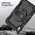 thumbnail image 6 of XYX For iPad (A16)11th /10th Generation 11/10.9 inch 2025/2022 Case, 360 Rotating Shockproof Cover with Stand, Screen Protector, Shoulder Strap, Black Camouflage, 6 of 7