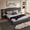 Gray, variant on Noble House Neville 118" King Size Upholstered Bed Frame, Velvet Vertical Stripe Platform Bed with Lights, Black