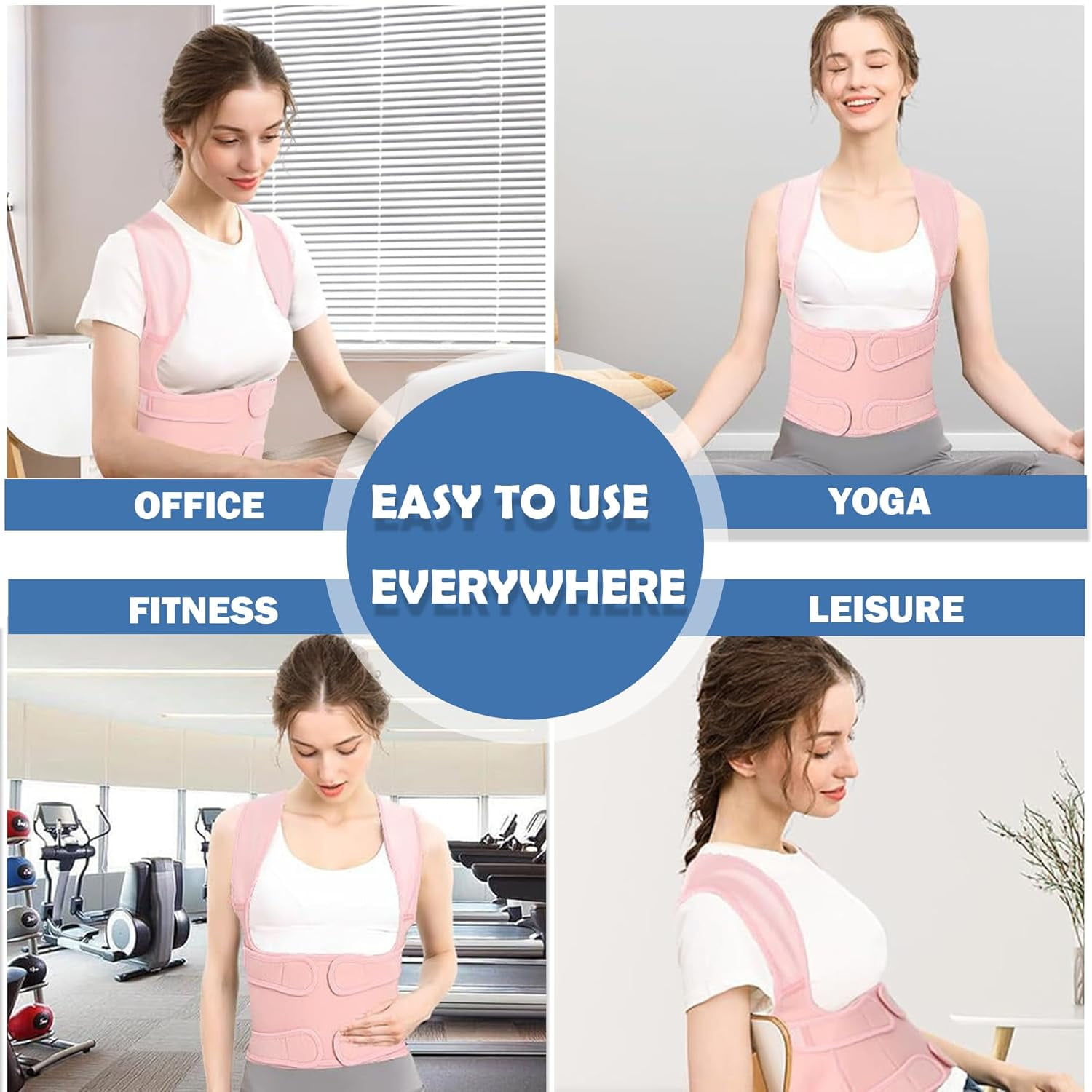 Back Brace Posture Corrector for Women, Back Straightener Posture Corrector, Scoliosis and Hunchback Correction, Back Pain, Spine Corrector, Support, Adjustable Posture Trainer, Pink X-Large