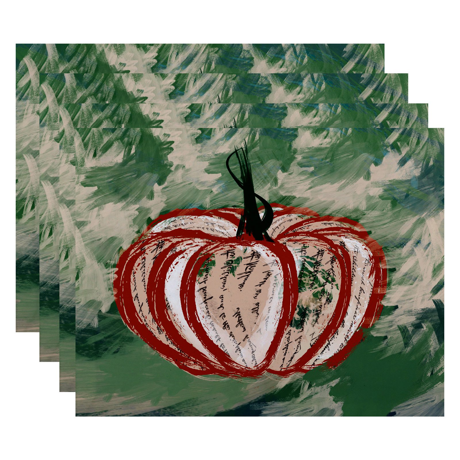 Simply Daisy 18" x 14" Artistic Pumpkin Geometric Print Placemats, Set of 4